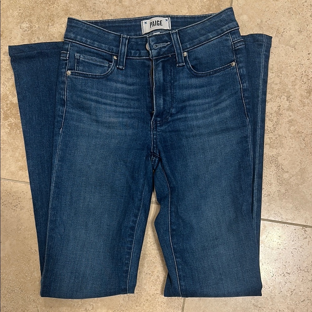 PAIGE Dark Blue Slim Straight Jeans